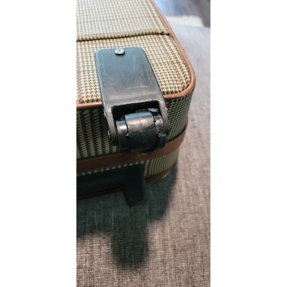 Vintage Polo Ralph Lauren Leather Trim Brown Plaid Carry-On 22 Luggage
